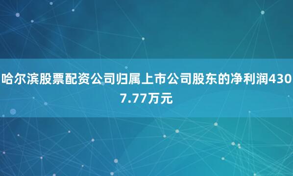 哈尔滨股票配资公司归属上市公司股东的净利润4307.77万元